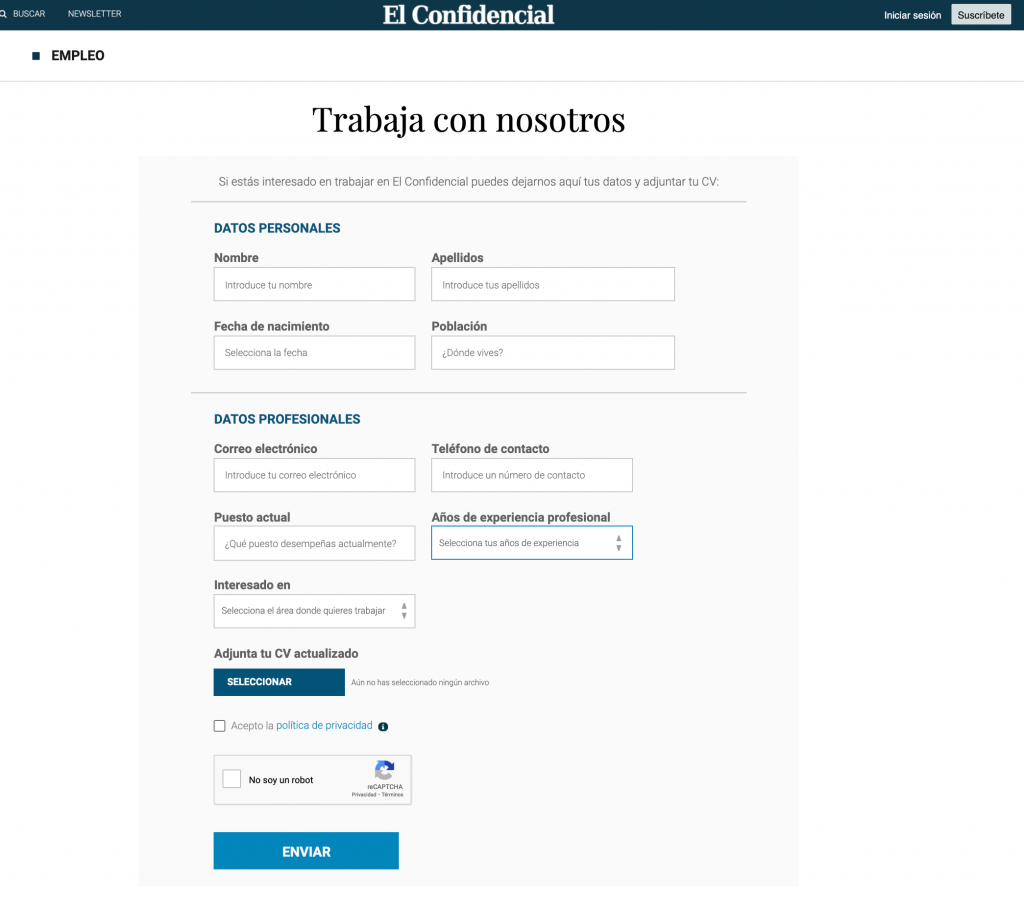 enviar currículum a El Confidencial